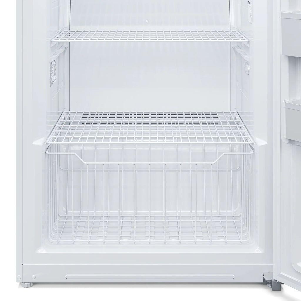 Upright Freezer/Refrigerator Convertible, 2-in-1 Appliance, Home, Dorm, and Garage Ready Fridge/Freezer Storage for Fresh or Frozen Food and Drinks, Wire Shelves and Drawer [White] (RUF-17C)