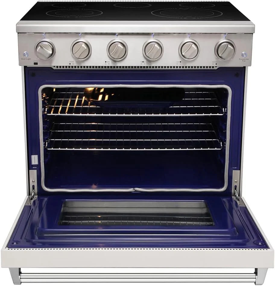 KOSTCH 36 inch Electric Range, 5-Burner Cooktop with 6.0 cu ft Convection Oven, Glass Top, in Stainless Steel