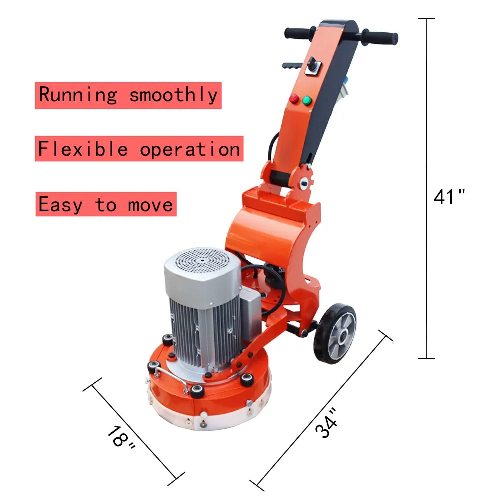 TECHTONGDA Floor Grinding and Trimming Machine Concrete Floor Grinder Polisher Machine Heavy Duty Hand-Push Concrete Grinding Machine 220V