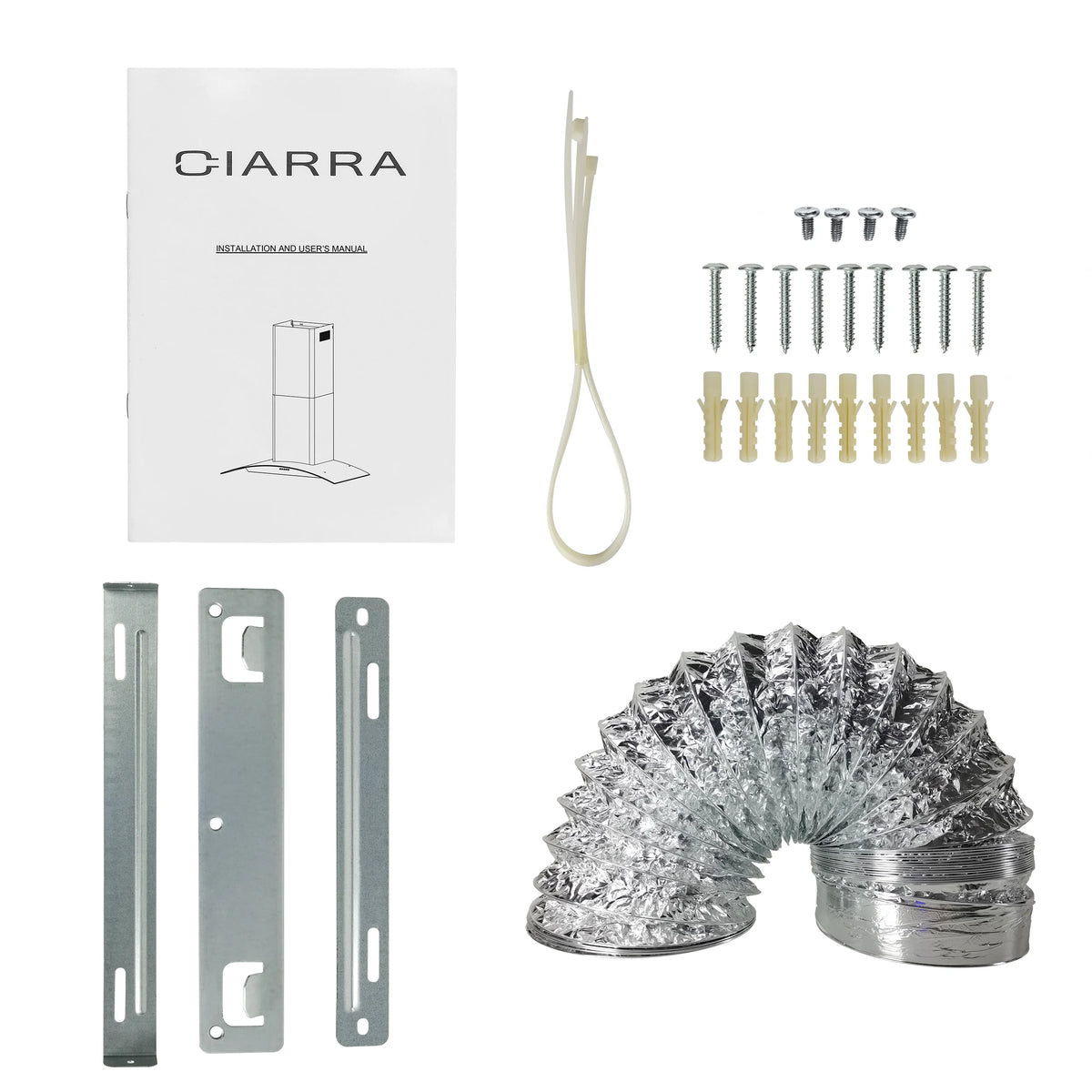 CIARRA Wall Mount Range Hood 30 inch with Tempered Glass 450 CFM Kitchen Vent Hood Ductless Ducted Convertible CAS50275