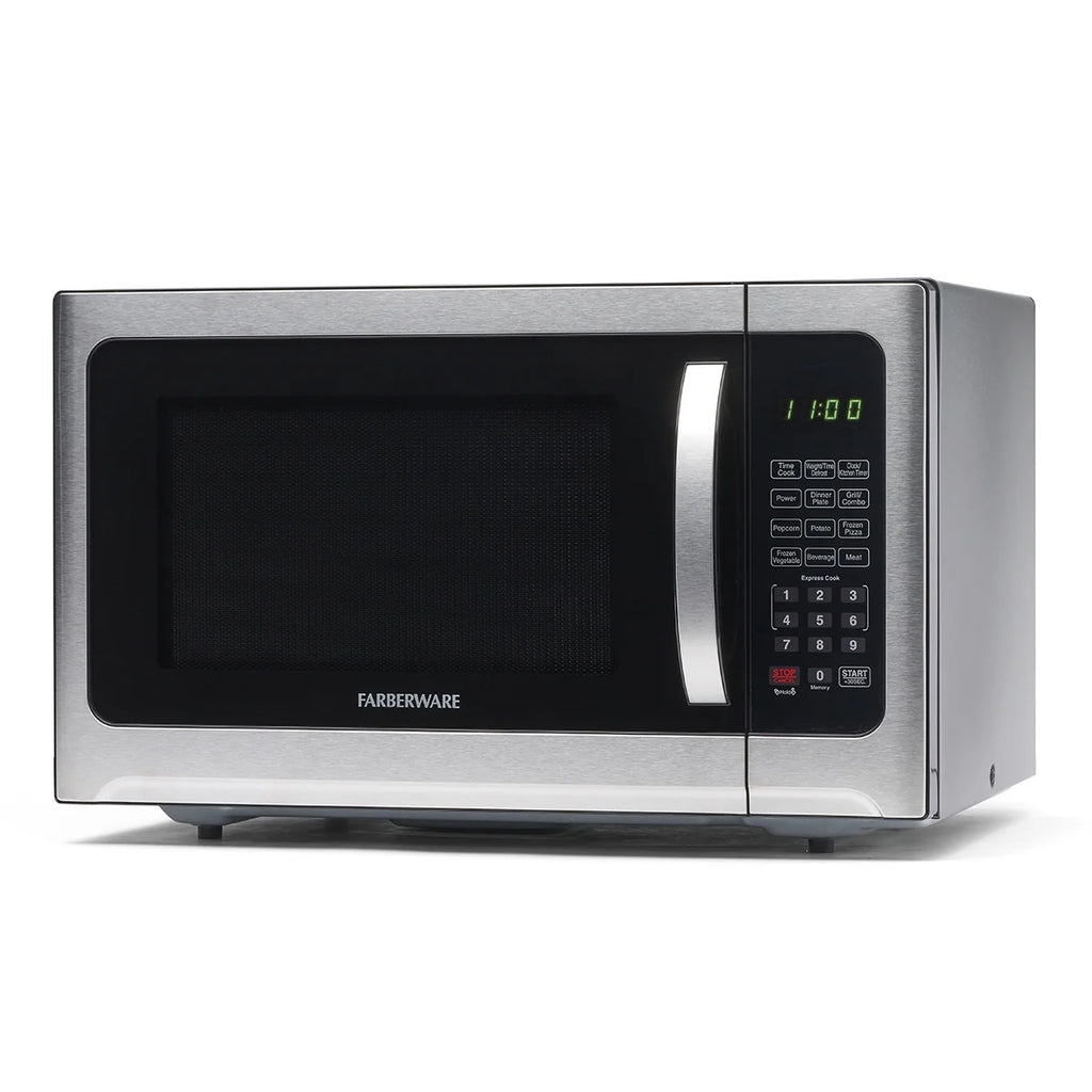Farberware Professional 1.2 Cu. Ft. 1000-Watt Microwave Oven with Sensor Cooking, Stainless Steel/Black Body Wrap
