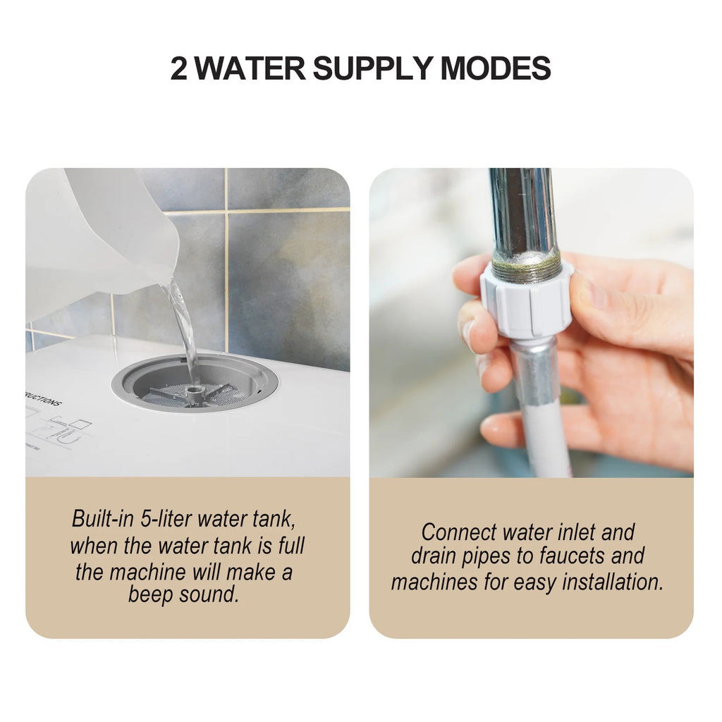 countertop dishwasher  portable dishwasher with water tank  5 wash programs  leak-proof and can also be connected to the tap. For apartments  dorms  offices  boats  RVs  kitchene