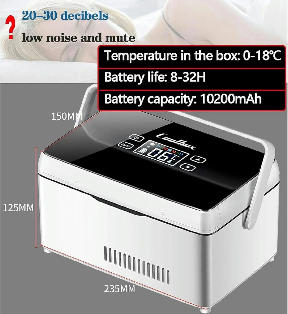 GXCZ Insulin Cooling Box Refrigerator Insulin Cooler Travel Box, Insulin Cooler, Refrigerator, USB Charging Thermostatic Refrigerator With Bag And Handle