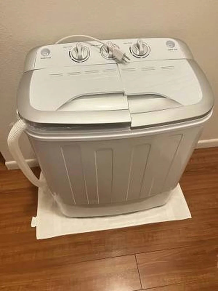 Topcobe 8 Lbs Compact Mini Twin Tub Washing Spiner Machine, Space Saving Washer for Home and Apartment