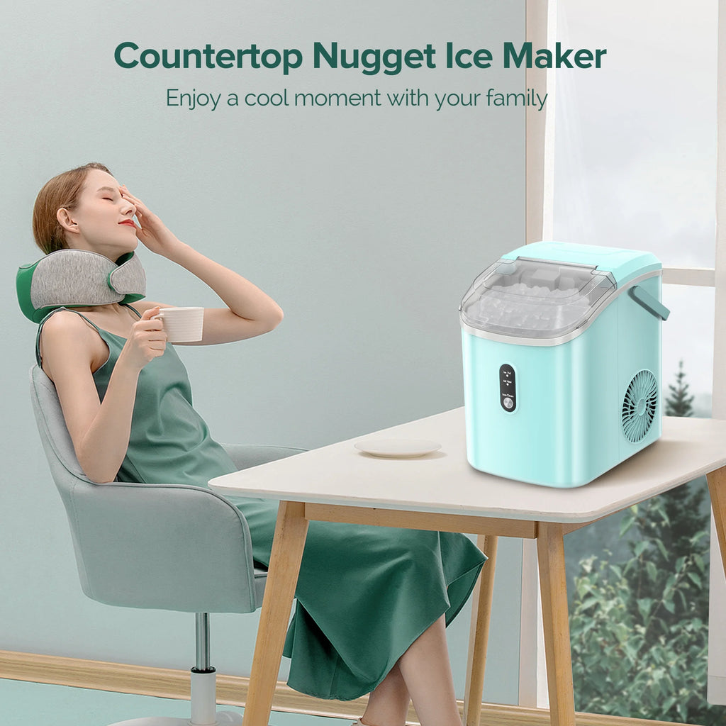 KISSAIR Nugget Ice Maker Countertop with Soft Chewable Pellet Ice, Portable Ice Machine with Handle, 35lbs/24H, Grey