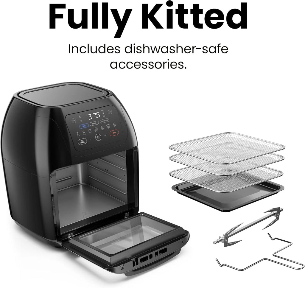 Chefman Multifunctional Digital 10 Qt. Air Fryer+ Rotisserie, Fry, Roast & Bake, 17 Presets - Black