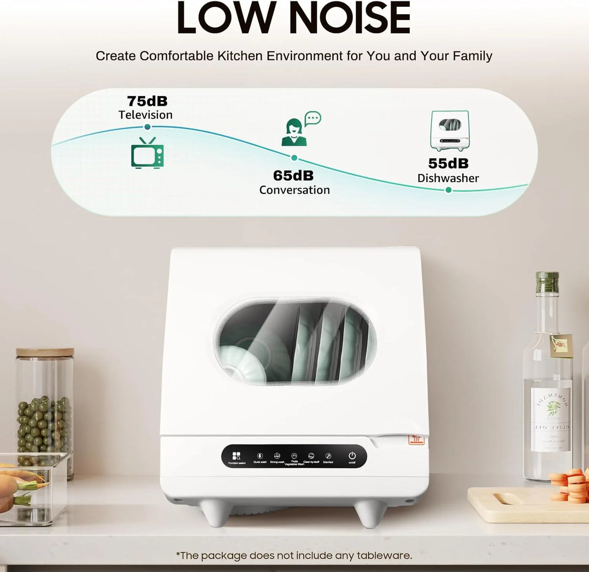 110V 800WCountertop Dishwasher, Portable Compact Dishwasher for Home with 5 Wash Modes and Detachable Dish Rack, 6 Sets Dishwashing Capacity, Mini Dishwasher for Home Apartment RV