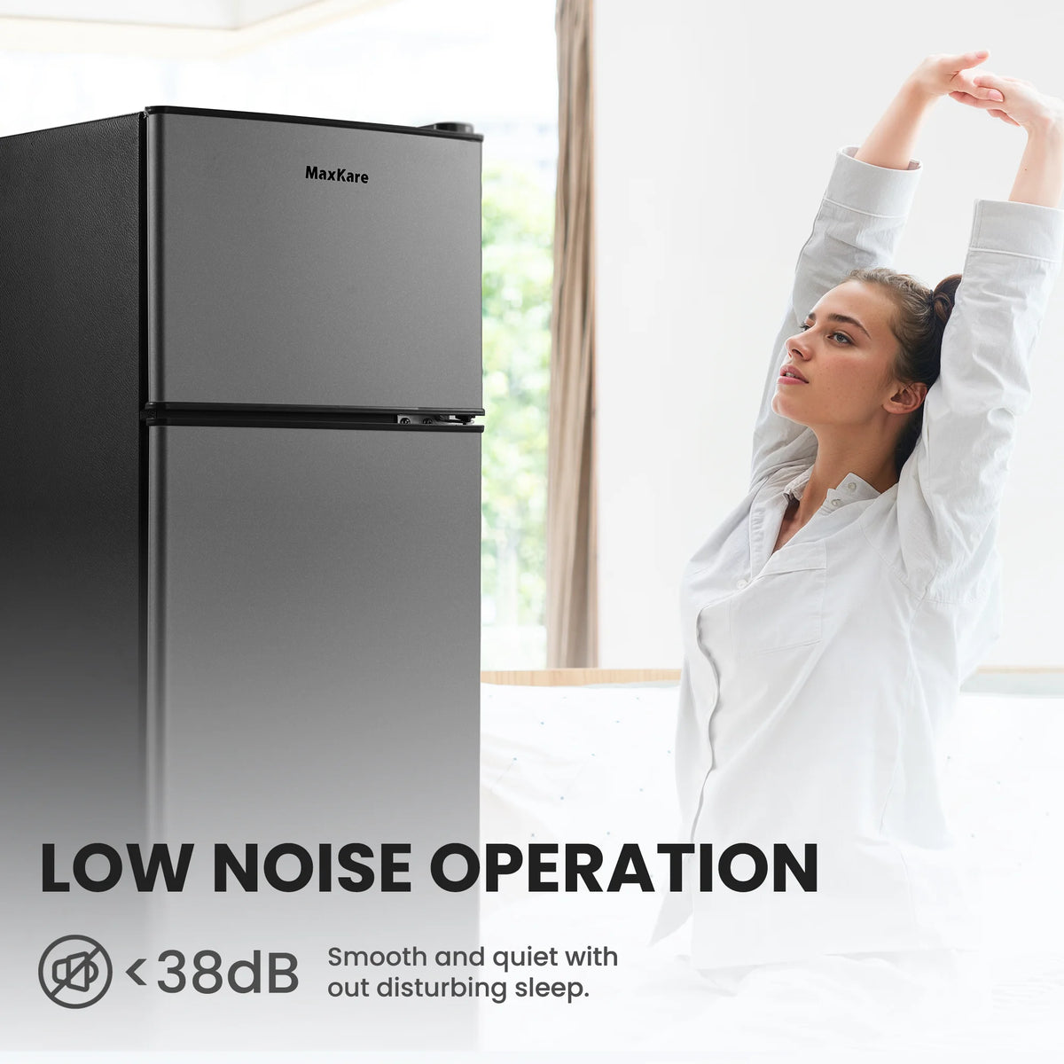 MaxKare 3.6 cu.ft Mini Fridge with Freezer, Perfect for Dorm, Small Spaces, Large Capacity, Energy Efficient- Dark Gray