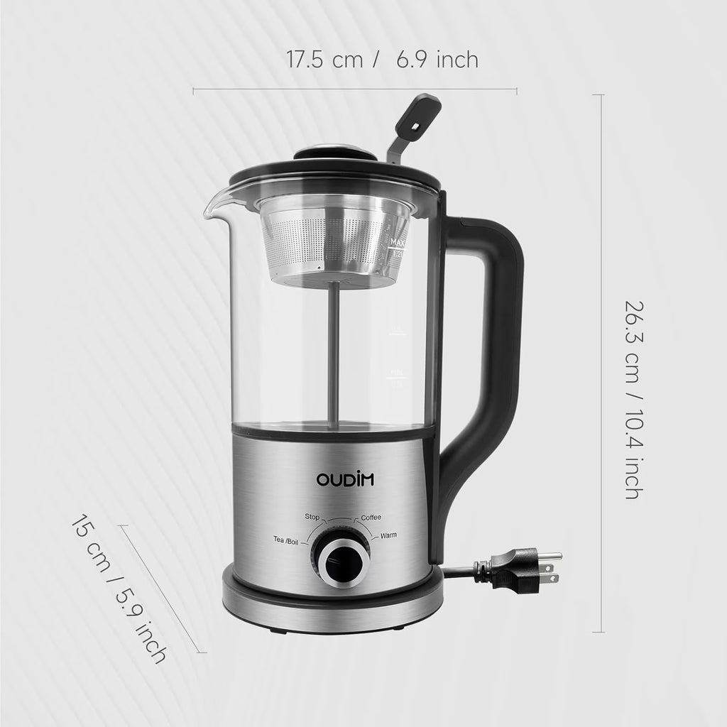 Drip Electric Coffee Maker, Electric Kettle, Watering Extracts, 600 , 1.2L, BPA-free, Tea Free Kettle Coffee Press, Glass and Stainless Steel, Coffee Maker, Tea Kettle