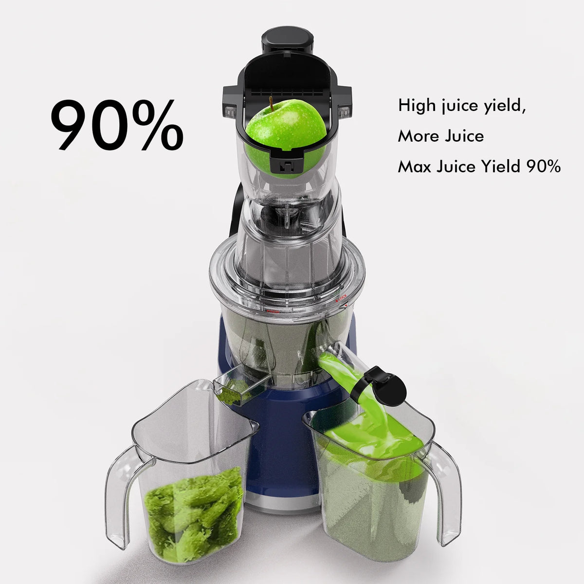 SIFENE 200W Cold Press Juicer Machine for Fruits and Vegetables, Masticating Juice Maker with 83mm Wide Chute, High Yield, Easy Clean, Gray