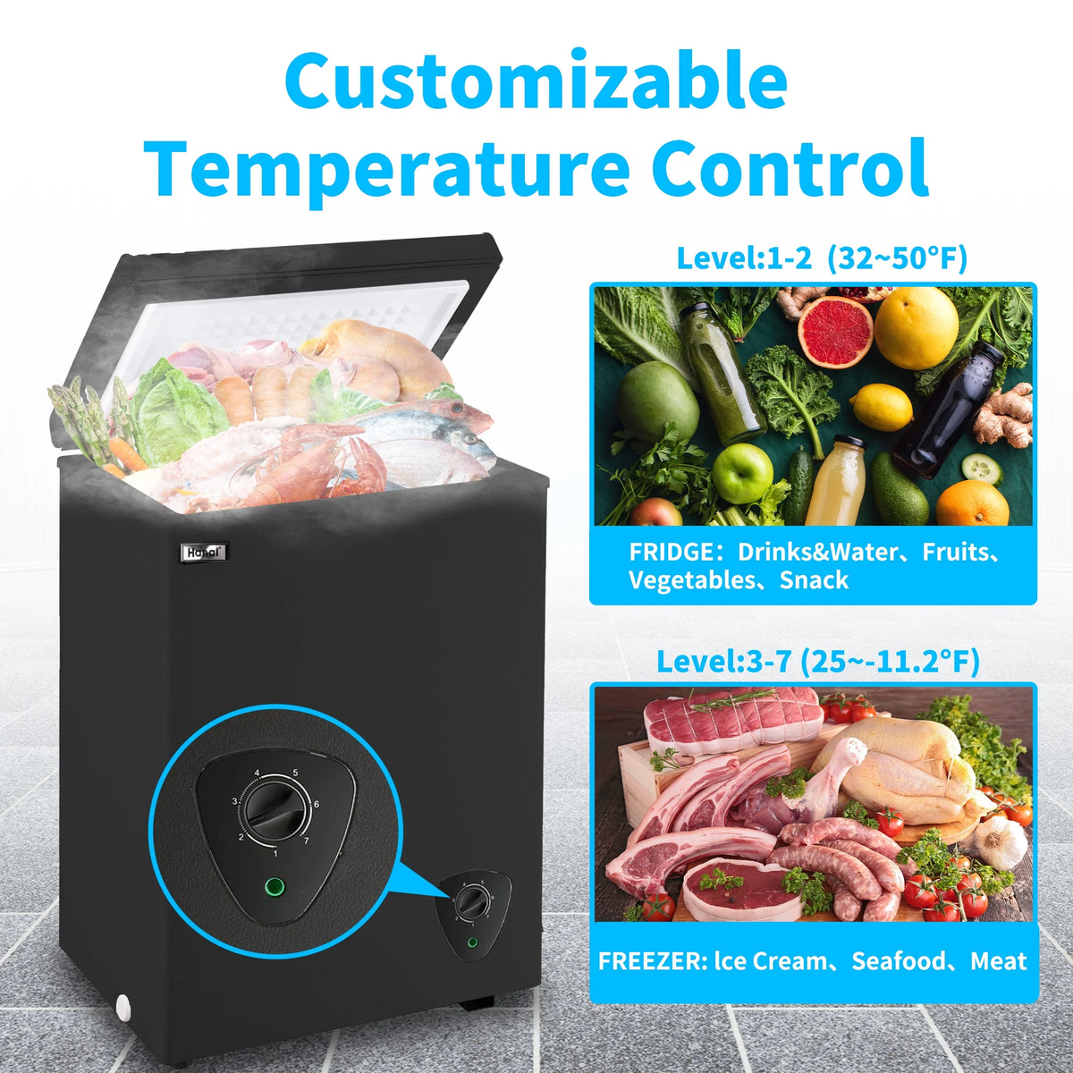 3.5 Cu.ft Freezer, Chest Freezer, Deep Freezer with Top Open Door