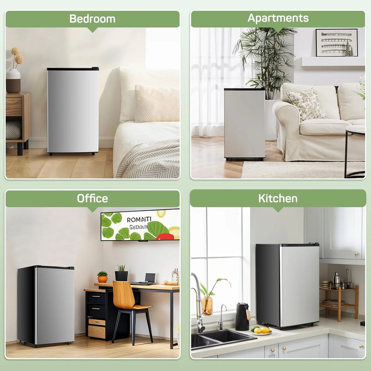 Simenmax 3.2 Cu.ft Single Door Mini Fridge,Silver