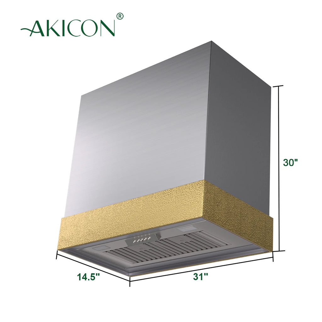 Akicon Range Hood 30 Inch, 600 CFM Ducted Vent Hood, Stainless Steel Box Kitchen Hood with 2 LED Lights, Removable Baffle Filters, Stove Hood Vent for Kitchen, 3 Speeds, Wall Mounted (AK-HS30HB-JBC)