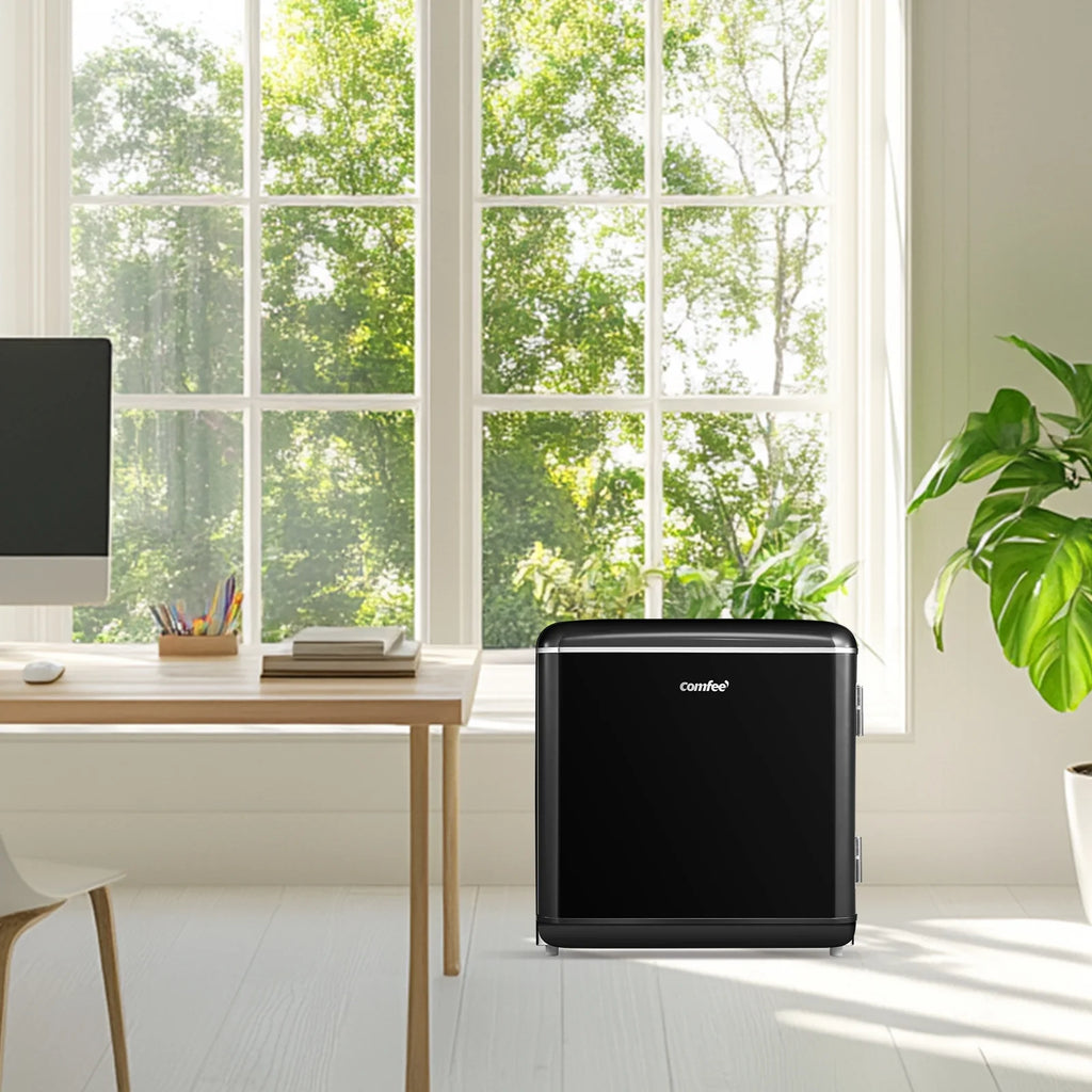 Comfee' 1.7 Cu.Ft Mini Fridge, Compact Retro Refrigerator, Energy Saving, Low Noise, Adjustable Thermostat, Single Door Small Fridge with Chiller Box for Bedroom, Office