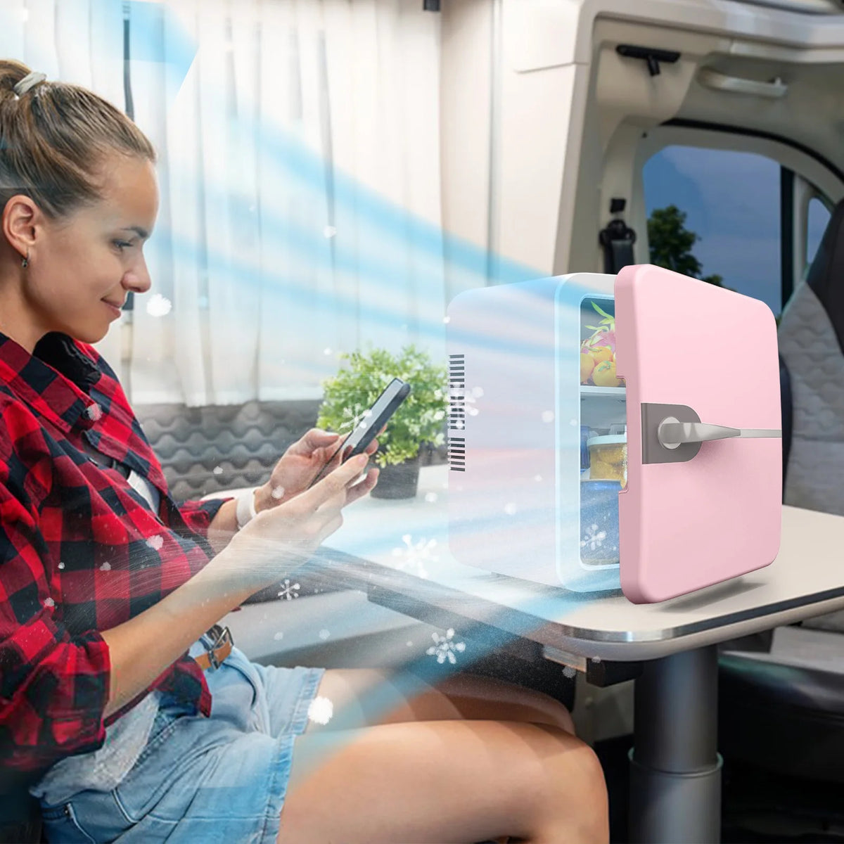 6L Portable Car Refrigerator Mini Fridge, DC 12V/24V Vehicle Cooler for Home and Beauty Products, -4�?to 68�?Temperature Control, Compact Cooler for RV, Boat, Camping, Travel, and Outdoor Use