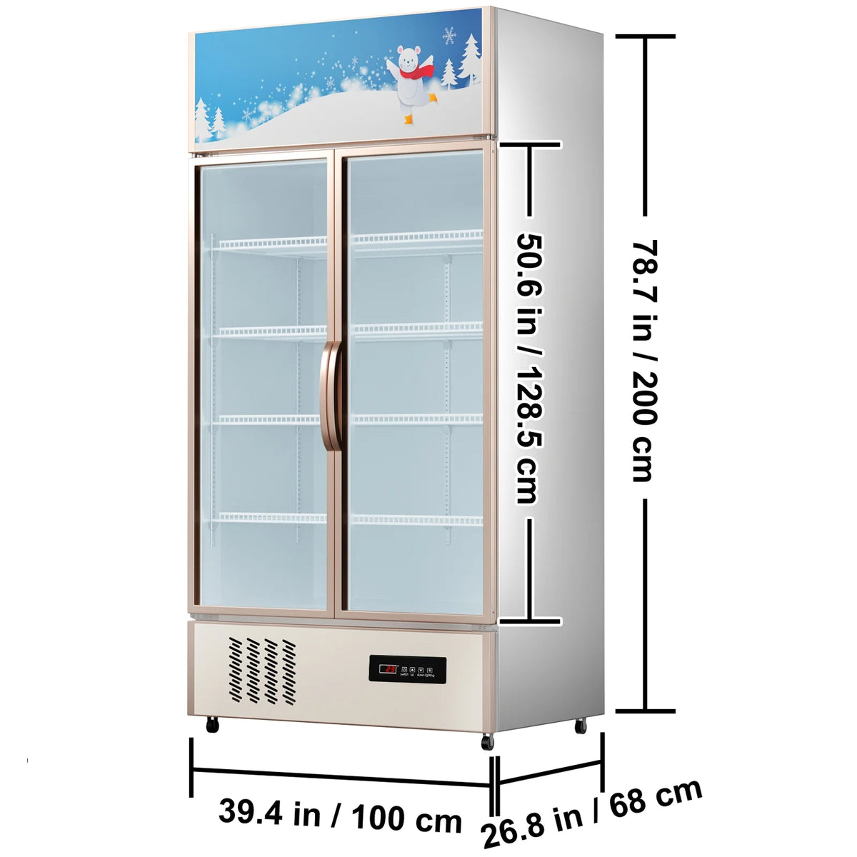 KFFKFF 23 cu.ft. 2Glass Door Commercial Refrigerator Commercial Refrigerator with Illuminated LED Upright Drink Chiller ( Dual Swinging Door)