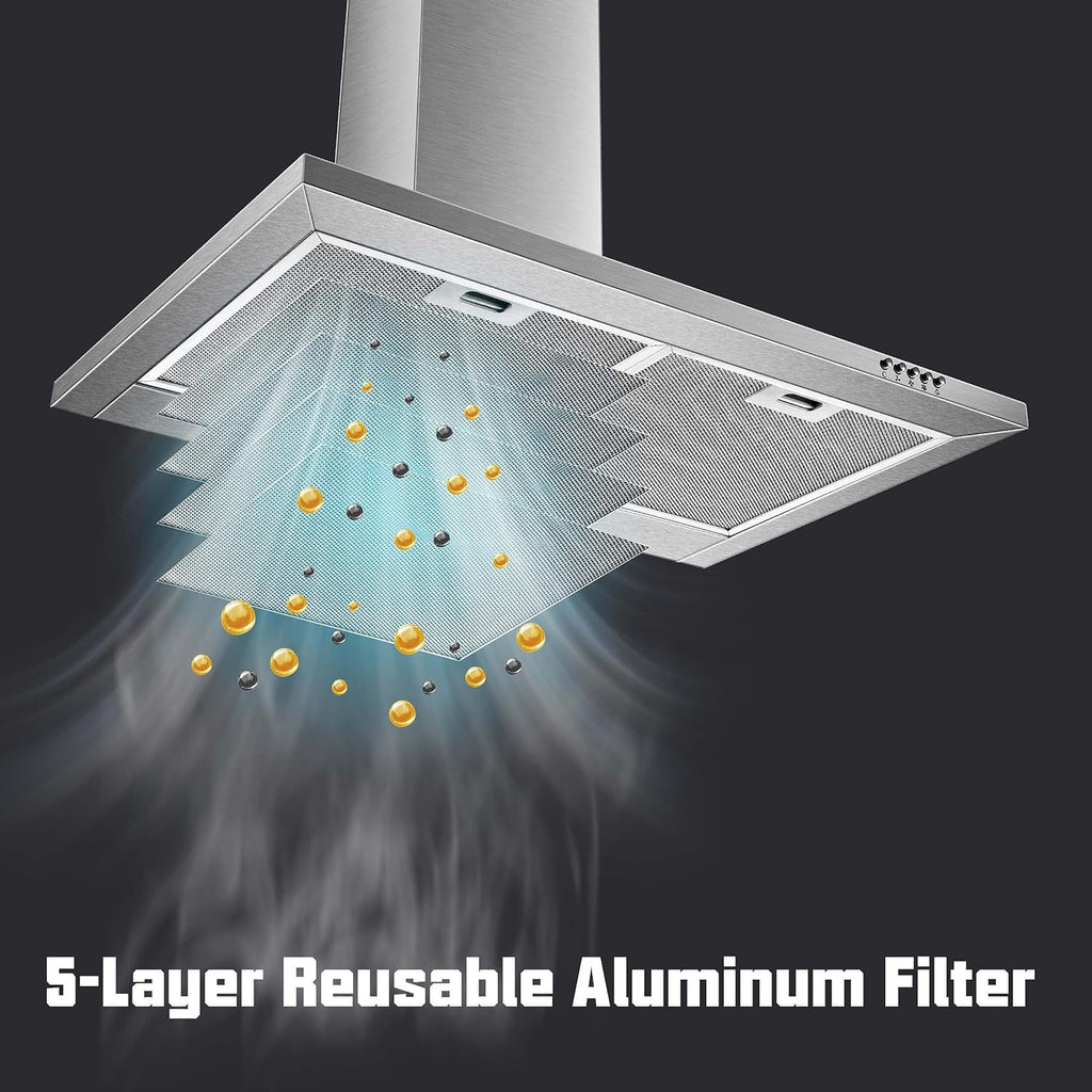 Range Hood 30 inch Wall Mounted Range Hood in Stainless Steel Convertible Stove Vent Hood 3 Speed