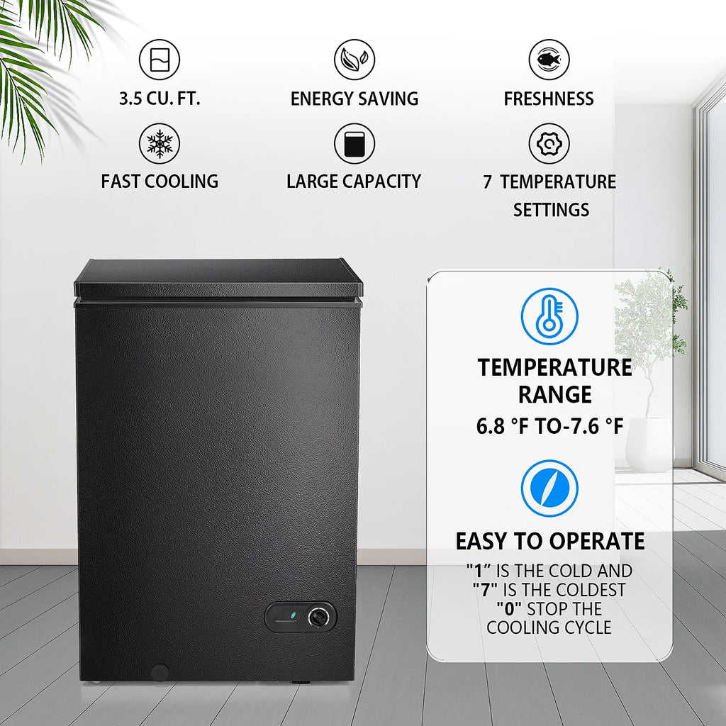 Moifoi 3.5 Cu.ft Chest Freezer w/ Removable Storage Basket & Top Open Door, Energy Saving, White