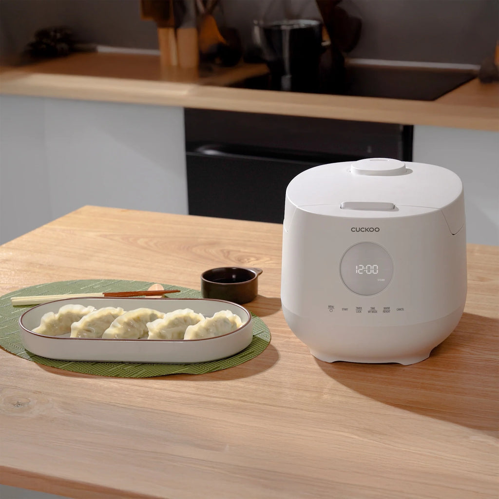 CUCKOO Rice Cooker 12 Cups Cooked Warmer with Nonstick Pot 13 Menu Options and Micom Fuzzy Logic Tech with Auto Clean Feature in Gray