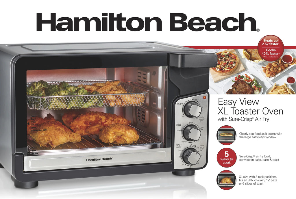 Hamilton Beach Easy View XL Toaster Oven with Sure-Crisp? Air Fry, 1750W, 6 Slice Capacity, 31460