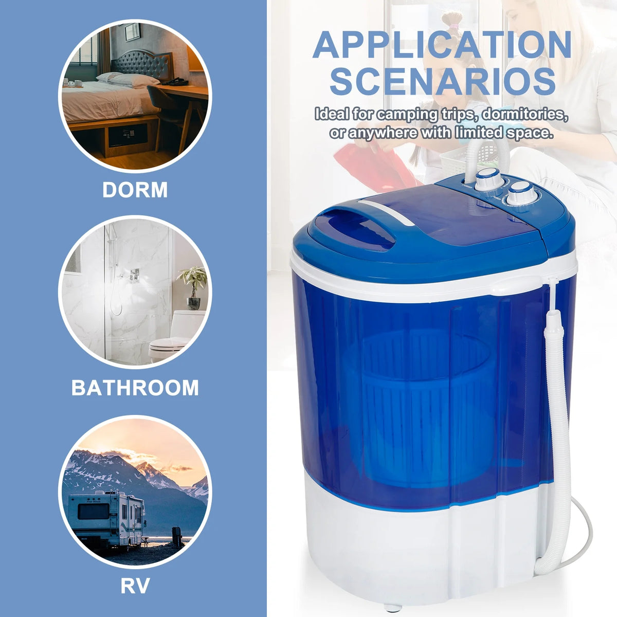 GHooa Mini Laundry Washer 9 lbs Compact Washing Machine Idea Dorm Rooms Portable