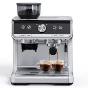 Kojooin Coffee Machines With Grinder,Espresso Machine,Semi-Automatic Espresso Maker With Milk Frother Steamer Wand,Silver