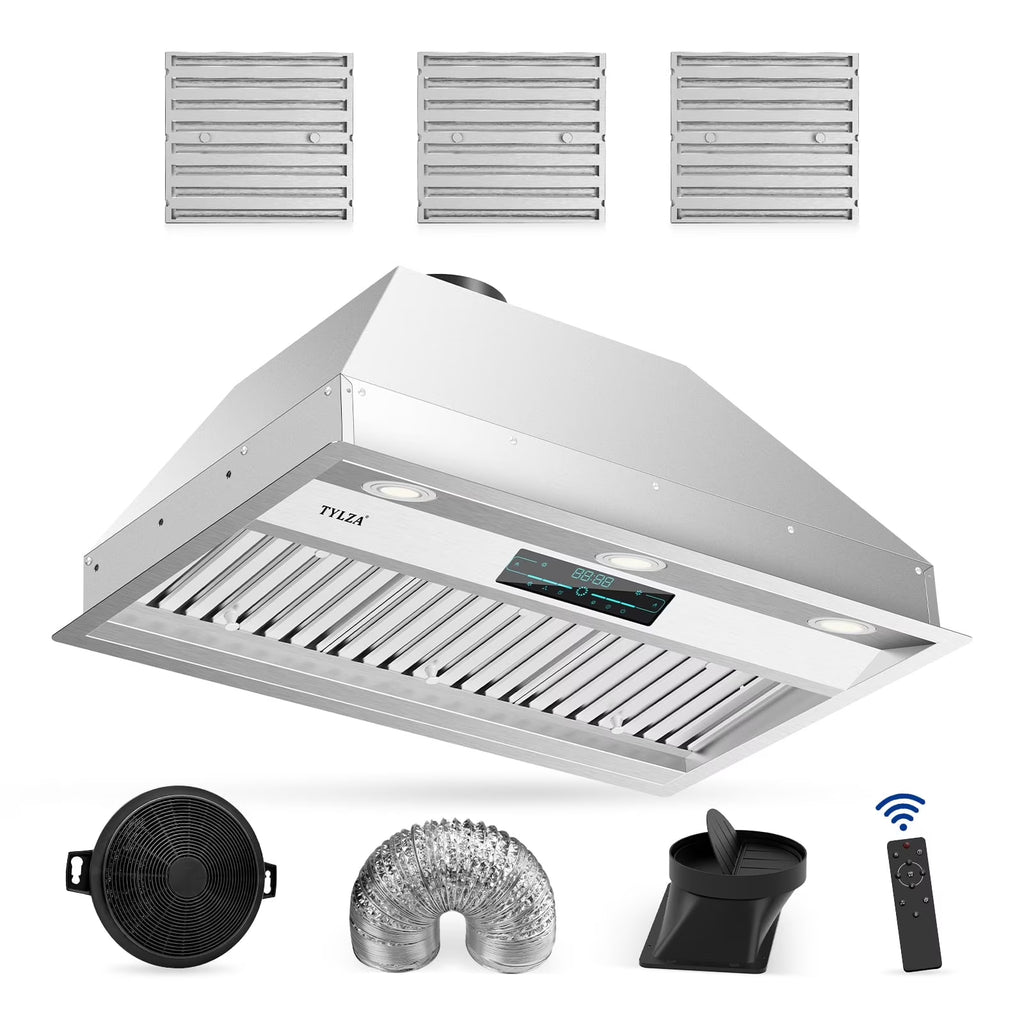 30 inch Built-in/Insert Range Hood, 900 CFM Ducted/Ductless Insert Range Hood with Charcoal Filter