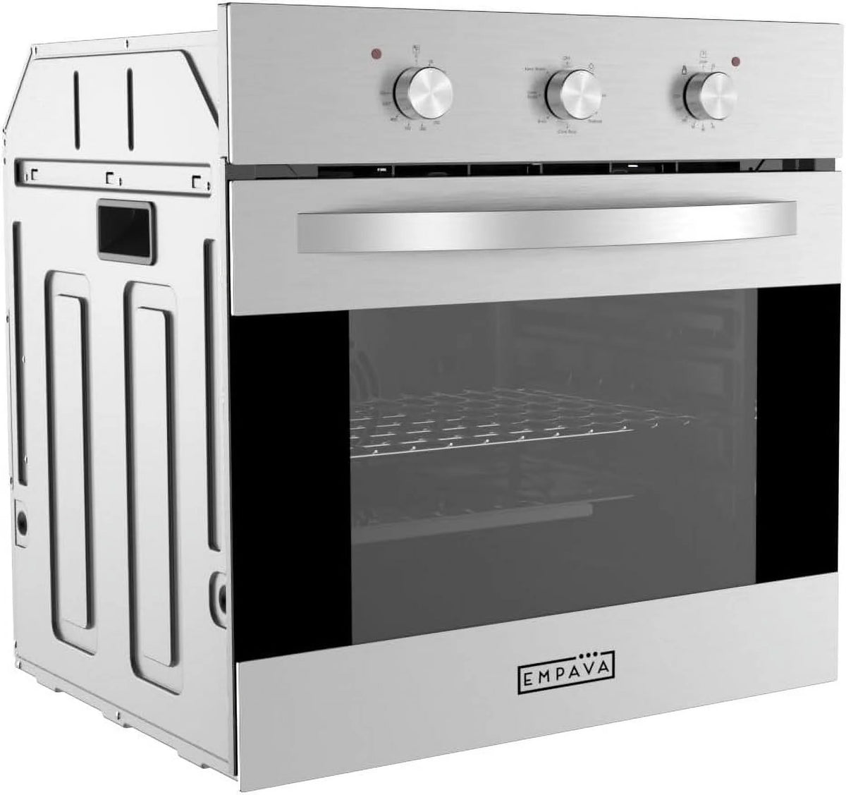 Empava 24" Single Wall Oven with 6 Cooking Functions and Mechanical Knobs Control in Stainless Steel, 24 Inch