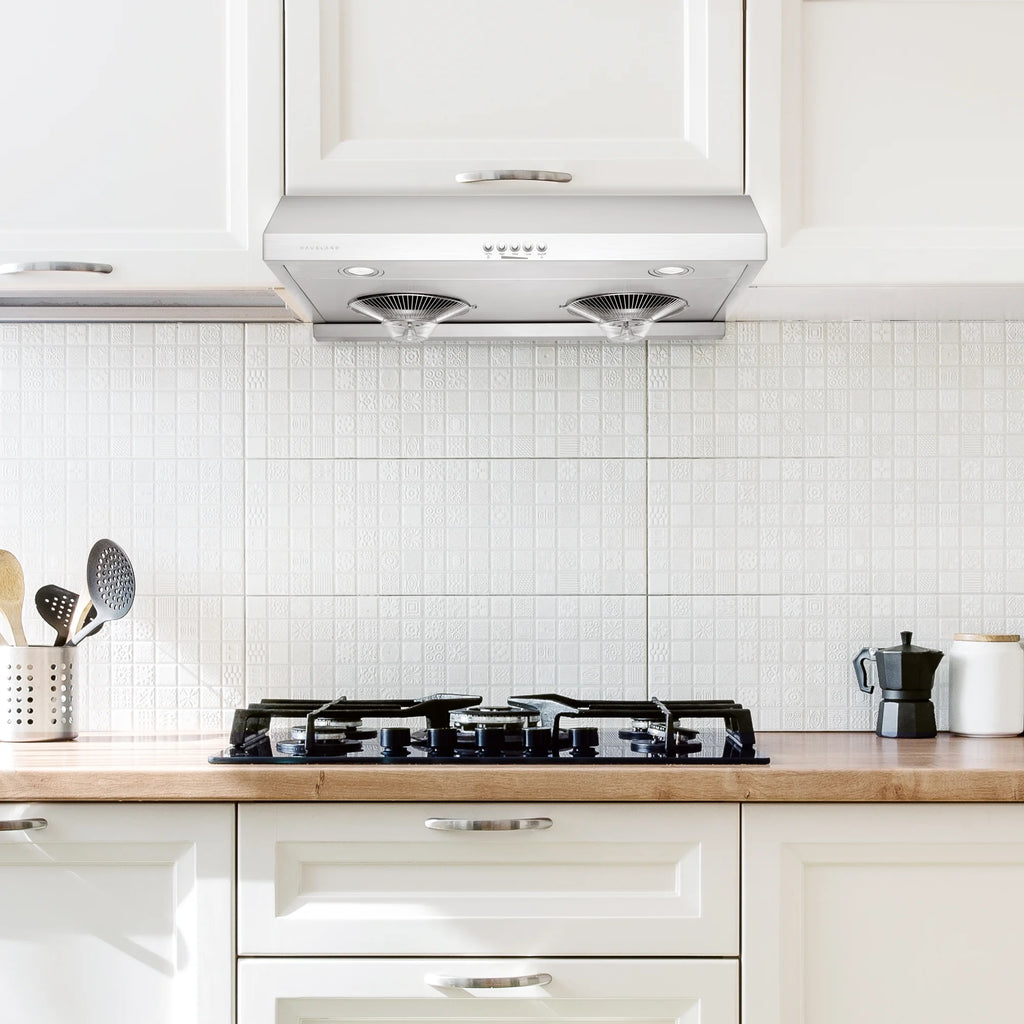 Hauslane Chef Series C100 30-inch Under Cabinet Range Hood, Stainless Steel, Energy Efficient LED, 6 Inch Duct