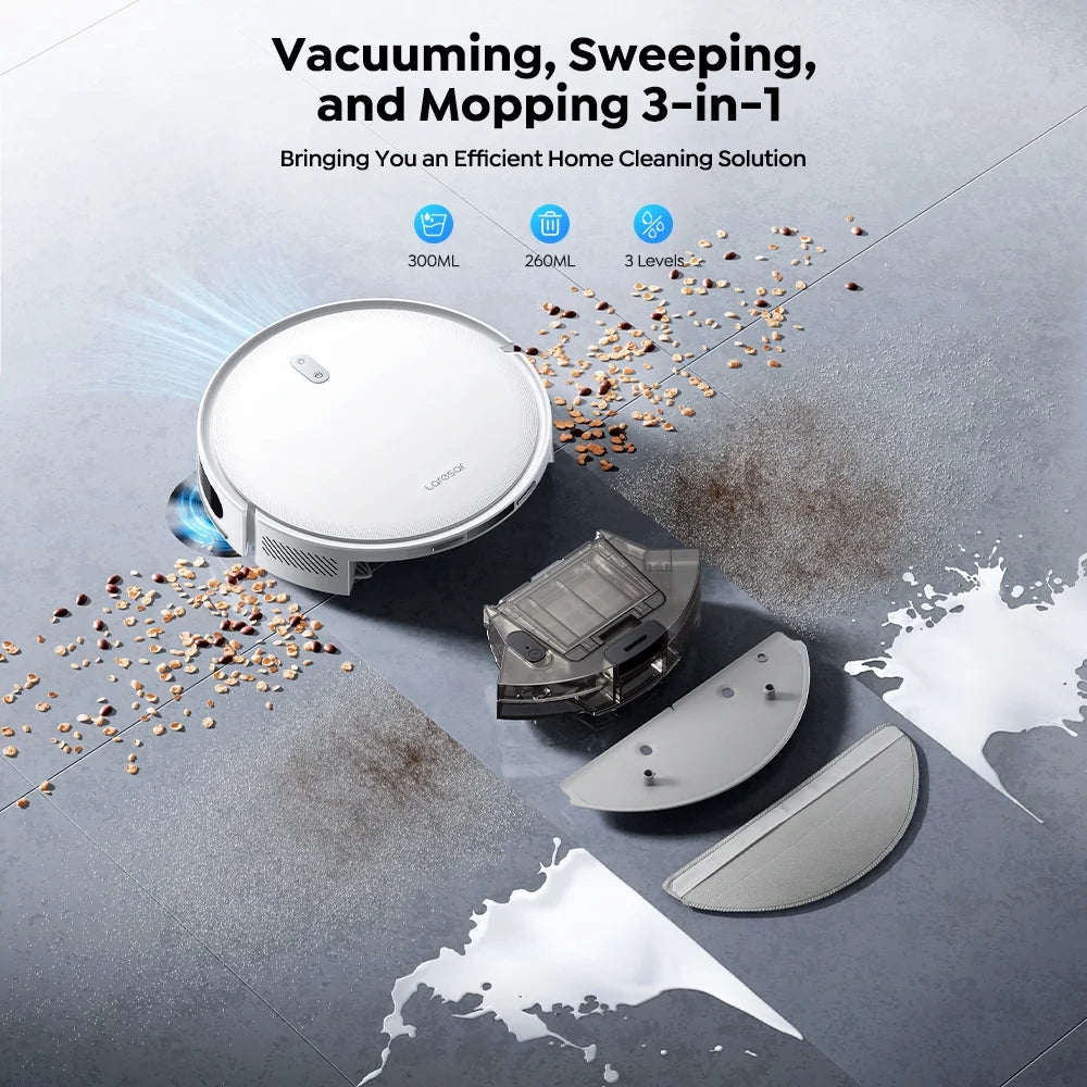 Laresar L10 Robot Vacuum Cleaner Lidar Navigation, 6500Pa 180Min Smart Robot Vacuum and Mop Combo, App/Alexa Control, for Carpet Pet Hair Hard Floor