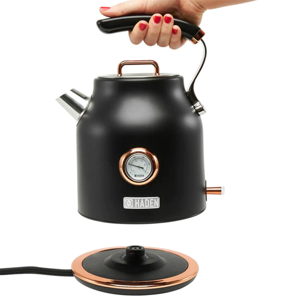 Open Box Haden 1.7 Liter Electric Water Kettle w/ 360-Degree Base, Black/Copper