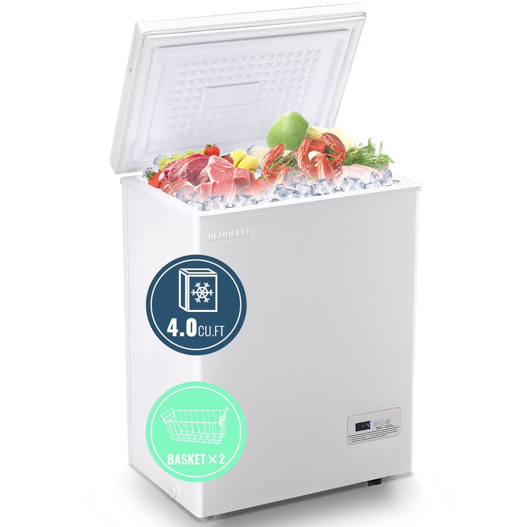 DEMULLER Deep Chest Freezer Freezers with Two Storage Baskets Ultra-Low Temperature Black 79-B-1