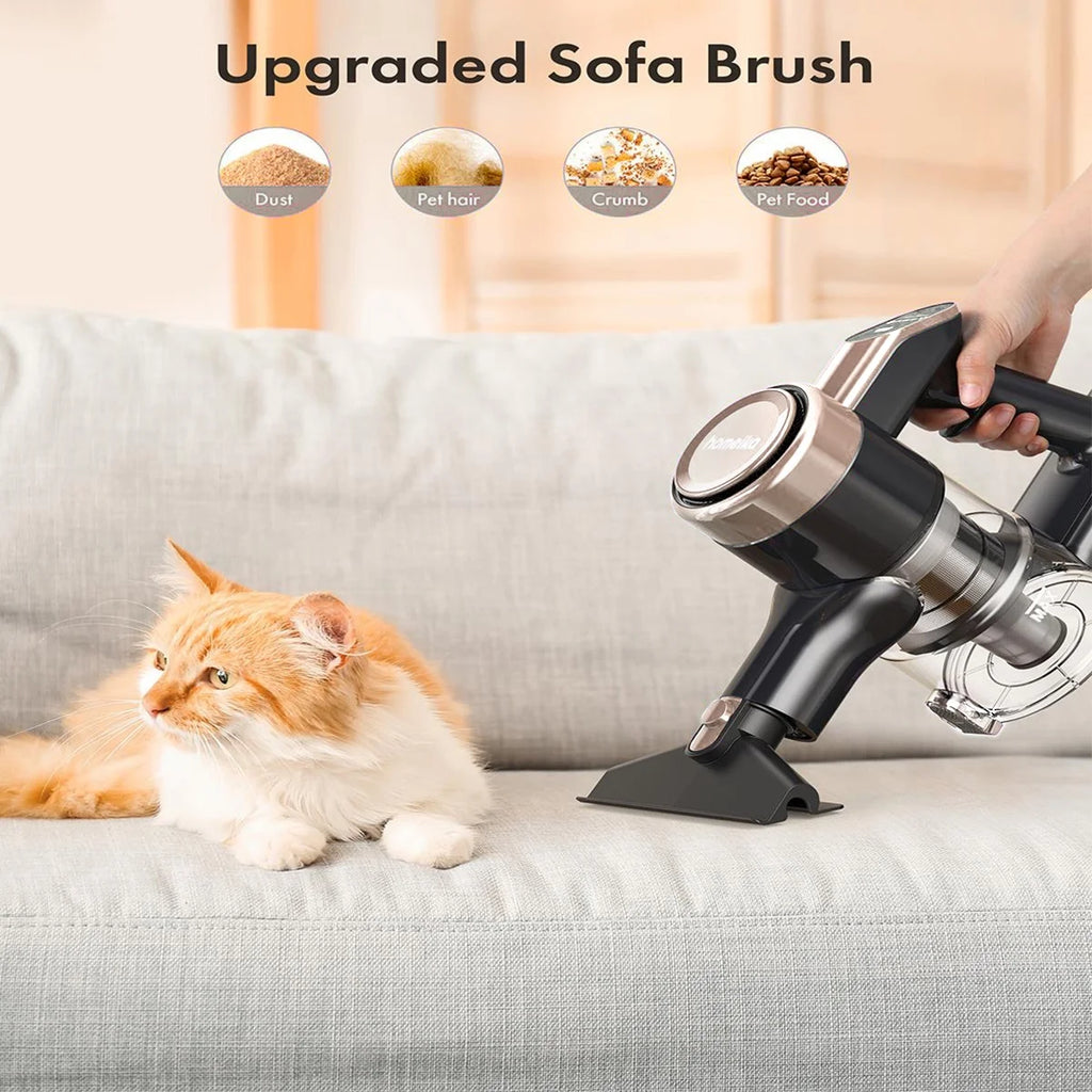 Homeika Cordless Vacuum Cleaner, 300W 23KPa Powerful Suction Vacuum with LED Display, 3 Suction, 48mins Runtime, Lightweight Stick Cleaner with Sofa Brush for Hard Floor/Carpet/Pet Hair/Car, Black
