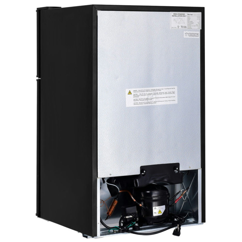 Barara King Fridge Freezer, Refrigerator,3.2 cu ft. Compact Stainless Steel Refrigerator-Gray