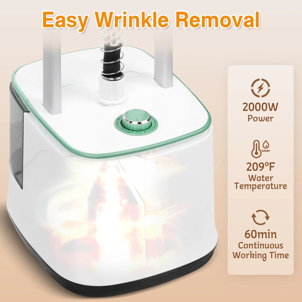 Advwin 2000W Garment Steamer for Clothes Standing, 10 Steam Levels, 2.7L Water Tank, Commercial and Household Use (Gold)