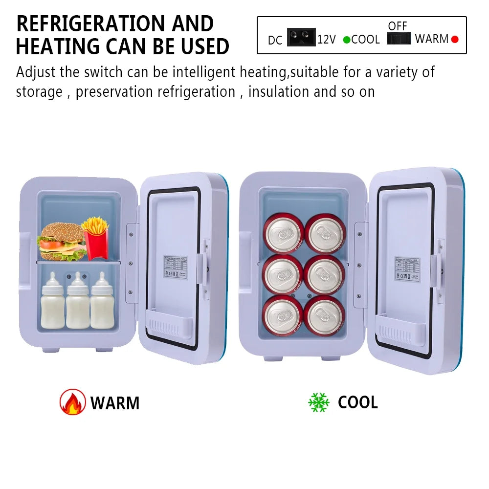Clearance! Mini Refrigerator for Office, Electric Cooler & Warmer (6Liter/8Can) Portable Compact Personal Fridge, 100% Freon-Free & Eco-Friendly for Car, Trip, Outdoor, Office, Dorm, Apartment, S11399
