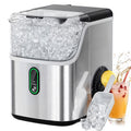 Philergo Nugget Ice Maker Countertop, Pebble Ice Maker Machine with Self-Cleaning, 35lbs/24hr, Soft Chewable Pellet Ice Maker for Home, Kitchen, Stainless Steel