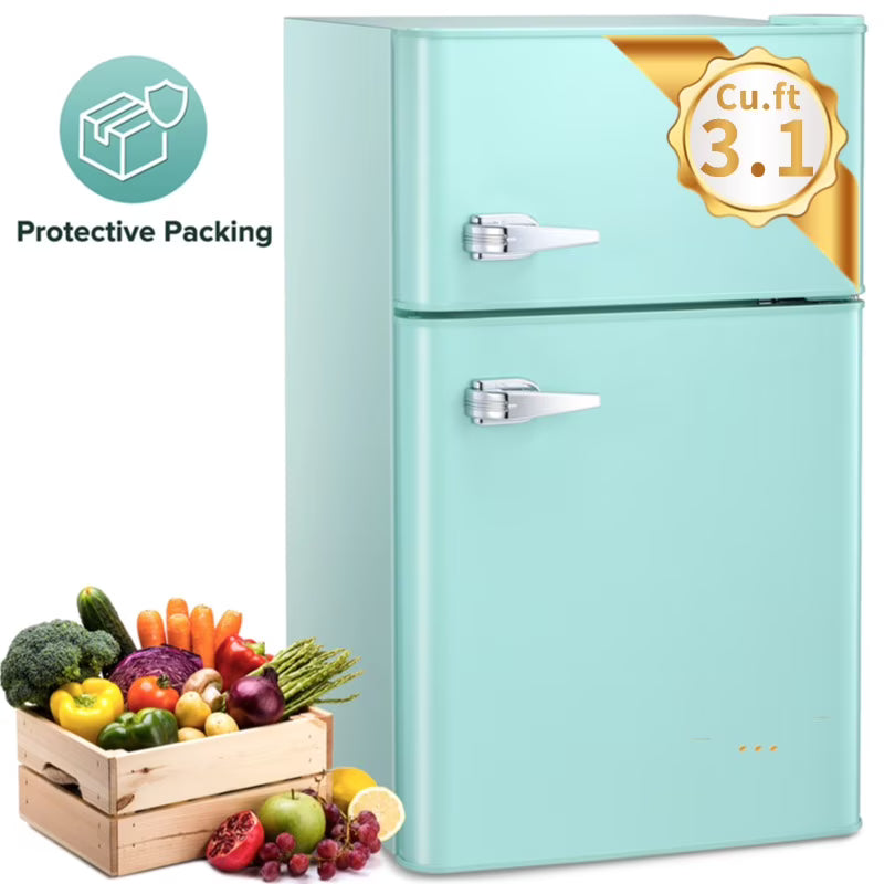 Auseo 3.1 Cu.Ft Mini Fridge 2 Door, Small Fridge 115 Volt/60 Hz, Low Noise Mini Refrigerator with Adjustable Temperature, Removable Shelves, Suitable for Home/Kitchen/Office/Dorm/Apt-Black