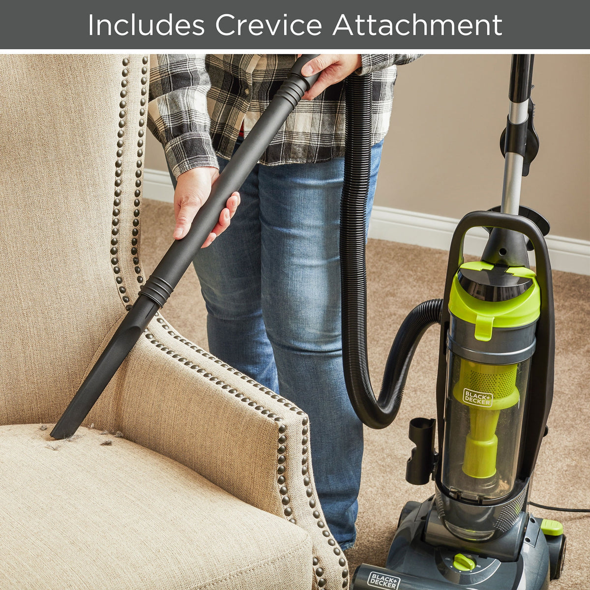 Black and Decker BDURV309 Upright Corded Bagless Vacuum Cleaner, Gray/Green