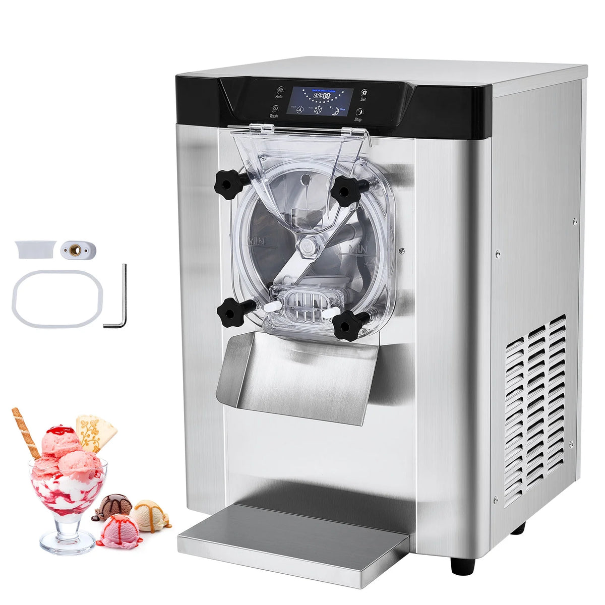 KFFKFF Commercial Hard Serve Ice Cream Machine Maker with a Yield of 12 Liters per Hour for Single Flavor