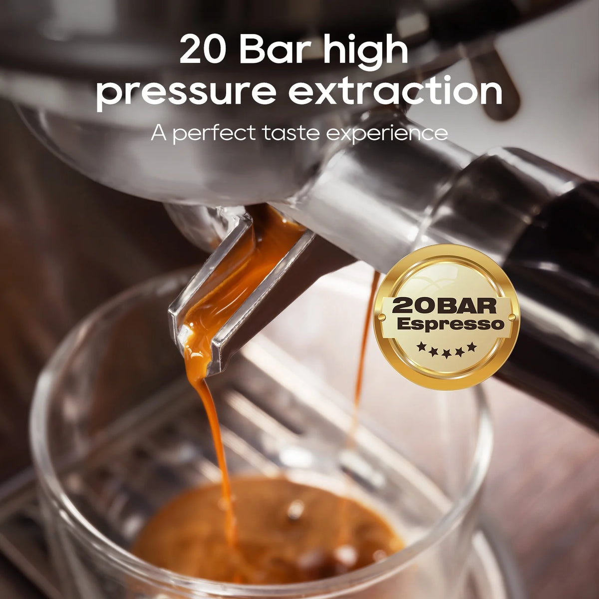 HiBREW 20 Bar Semi Automatic Espresso Machine for Home, Stainless Steel Coffee Maker with Steam Wand H10B