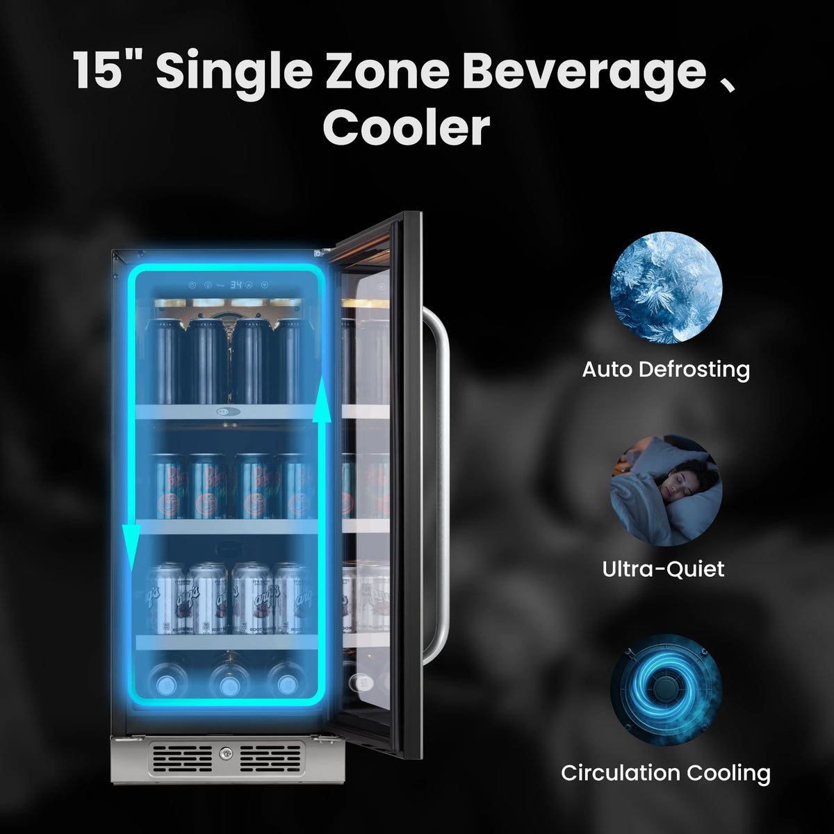 Whynter 24'' Beverage Refrigerator Cooler, 140 Cans Beverage Fridge, Built in or Freestanding Beverage Center with Stainless Steel Door