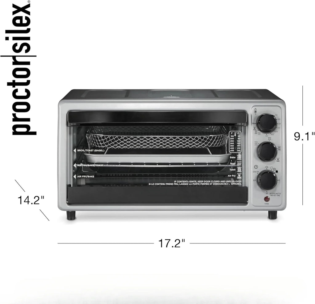 Simply-Crisp Air Fryer Toaster Oven Combo, 4-in-1 Countertop Convection Oven with Bake & Broil, Fits 6 Slices Bread or 12" Pizza, Auto Shutoff, Black