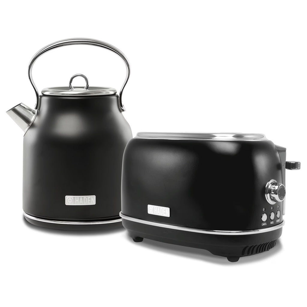 Haden Heritage 1.7 Liter Electric Kettle with 2 Slice Bread Toaster, White