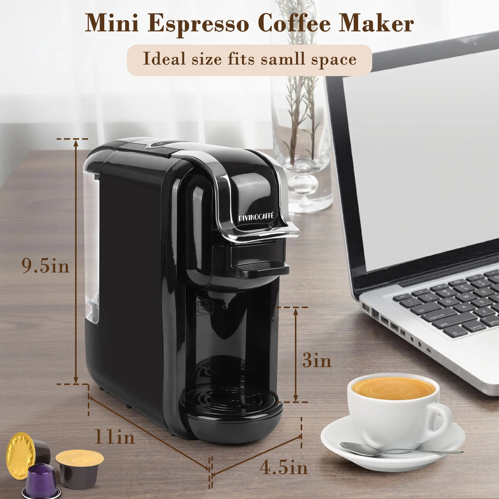 Espresso Maker for Nespresso Capsule, Lavazza Blue Capsule & Coffee Powder, 19 Bar Pump Pressure Makes Authentic Espresso Coffee, Mini Espresso Coffee Machines with Removable Water Tank.