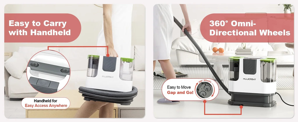 Aeitto 12Kpa Portable Furniture Water Extractor - Odor/Stain Removal, Ideal for Sofa, Carpet, Car, Pet Messes