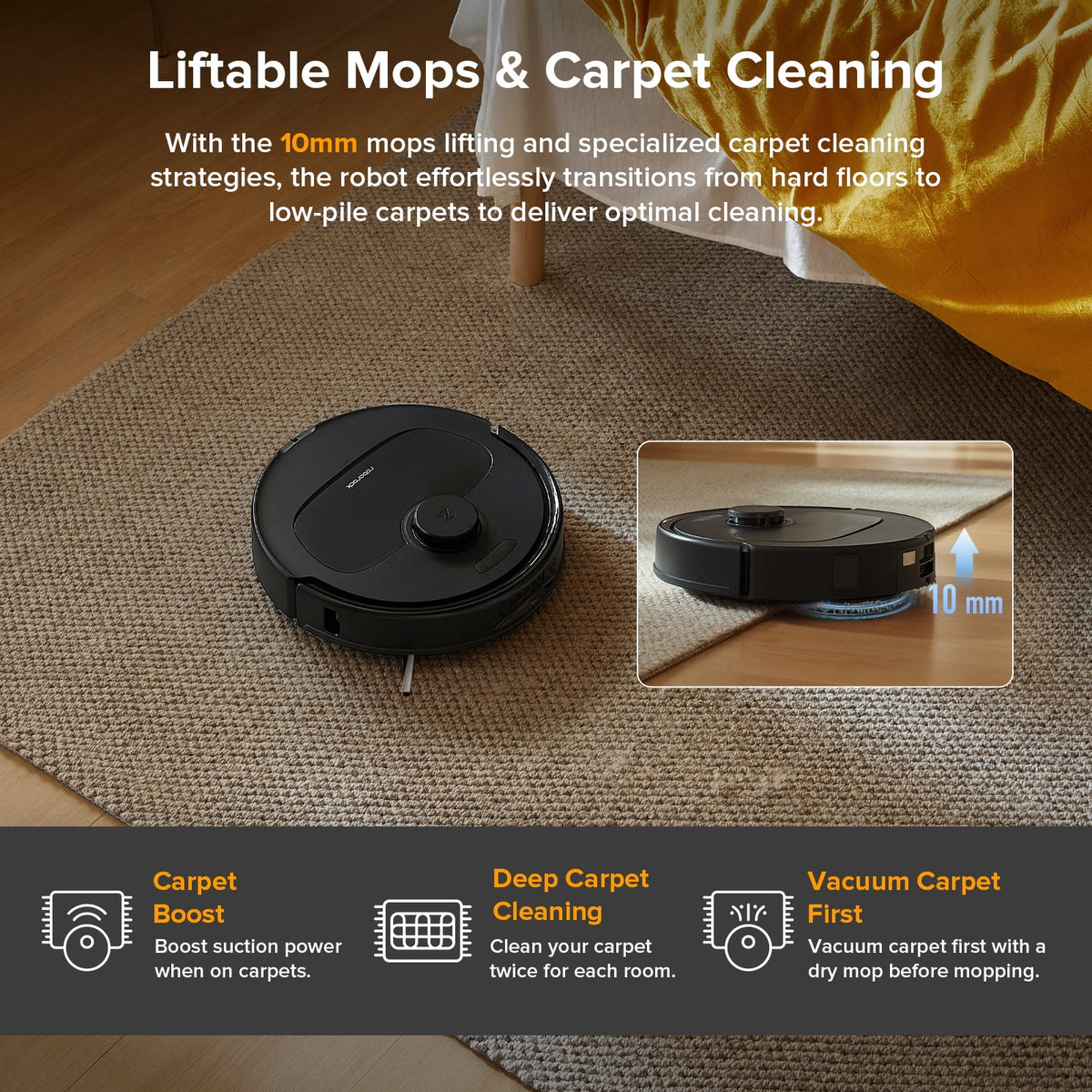 Roborock Qrevo Series Robot Vacuum and Mop, Auto Mop Washing&Drying, 8000Pa Suction, Self-Emptying, Anti-Tangle Brushes, Smart Obstacle Avoidance (QV 35A)