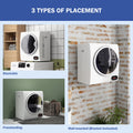 Portable Clothes Dryer 1.5 Cu.Ft Compact Electric Dryer for Apartments Dorms and Rvs 3 In 1 Freestanding Wall Mount Stackable Design 850W Front Load With Stainless Steel Drum White
