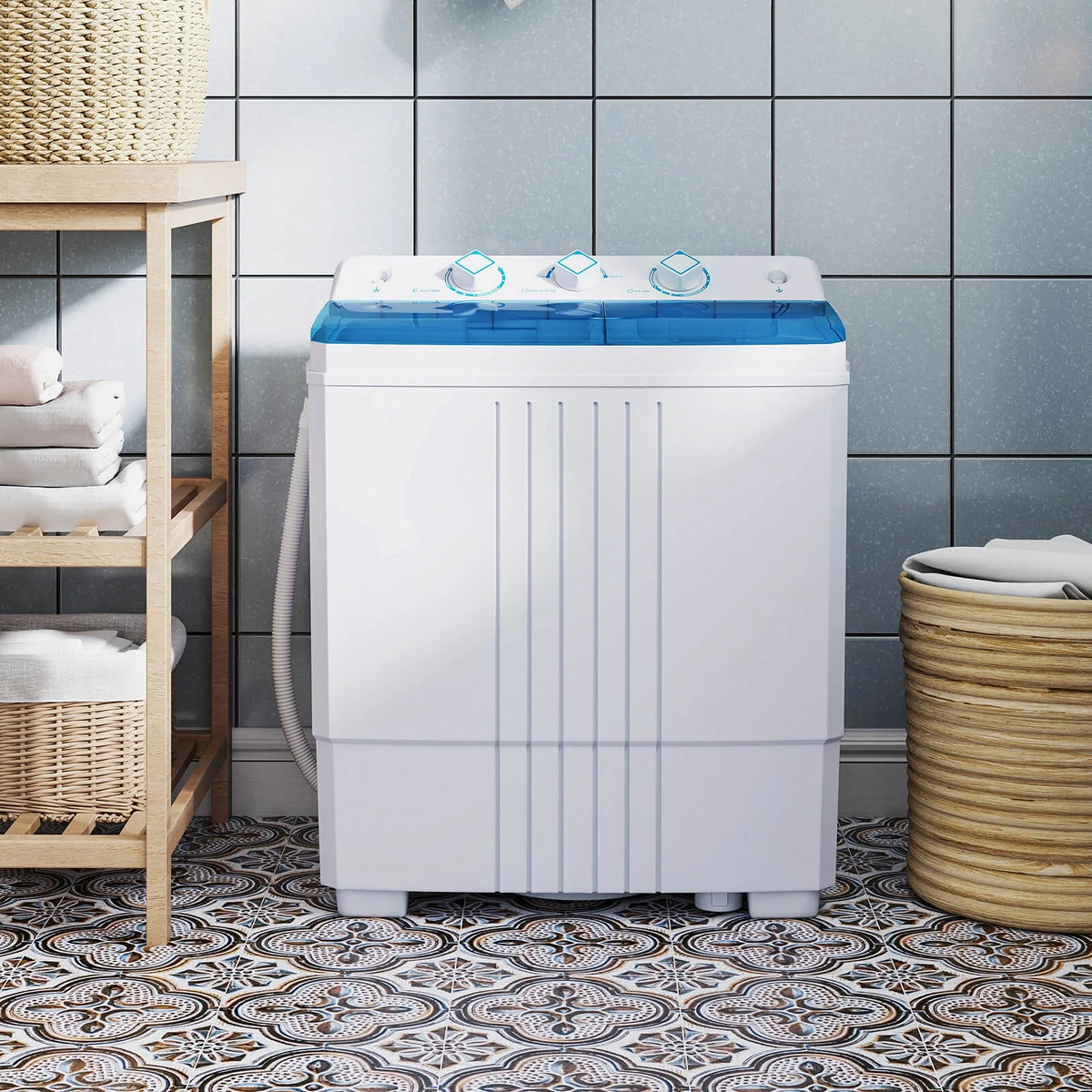 Costway Twin Tub 20Lbs Top Load Washing Machine with Gravity Drain