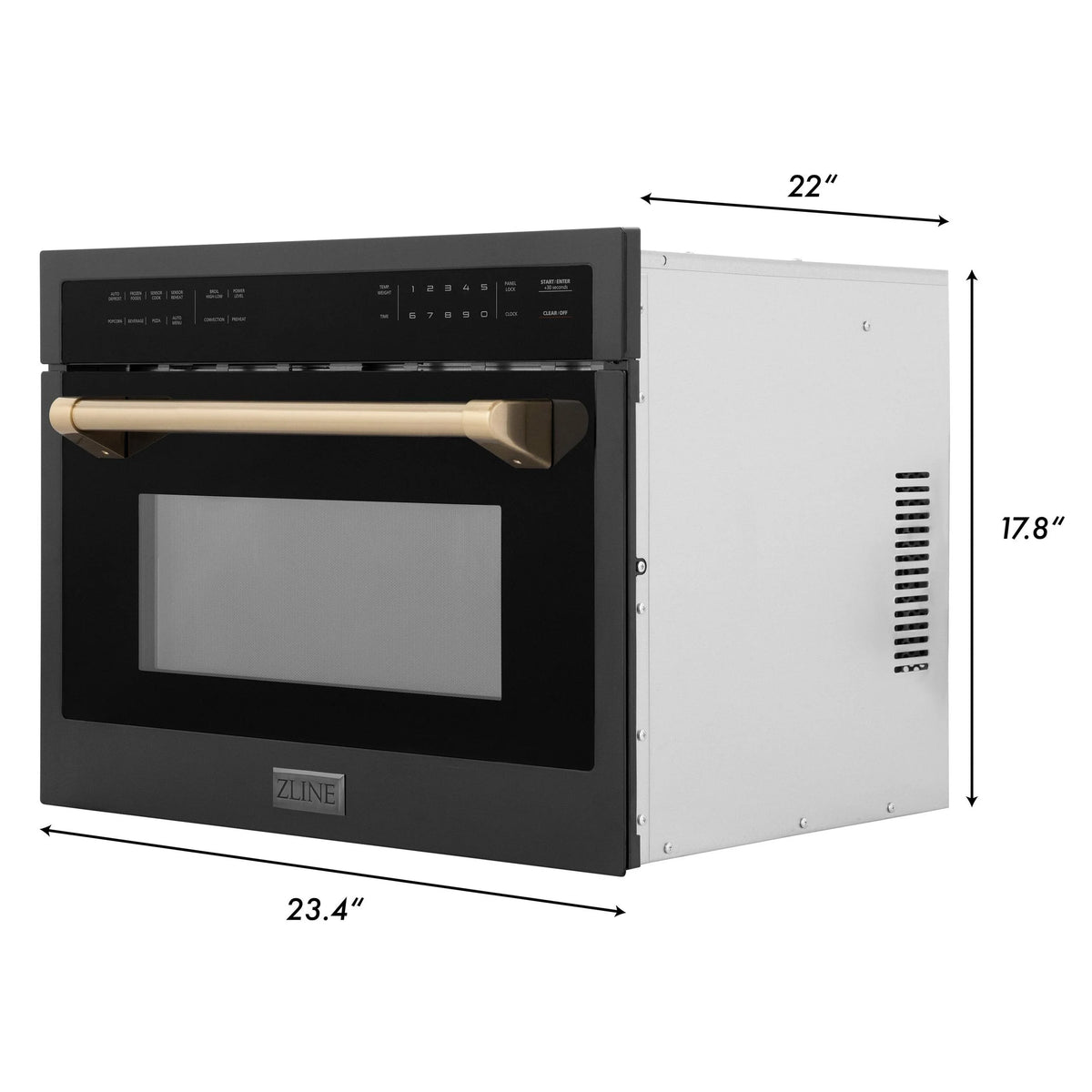 ZLINE Autograph Edition 24" 1.6 cu ft. Built-in Convection Microwave Oven in Stainless Steel and Matte Black Accents